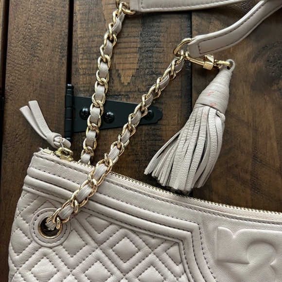 Tory Burch Fleming Large Leather Quilted Tote Bag Purse with Gold Chain - Picture 8 of 16